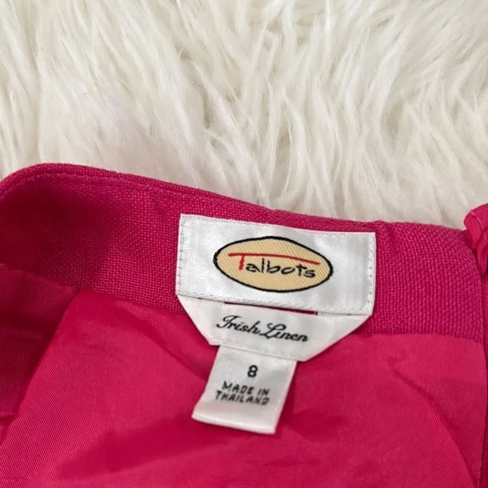 Talbots Elegant Fuchsia 100% Linen Skirt Size 8